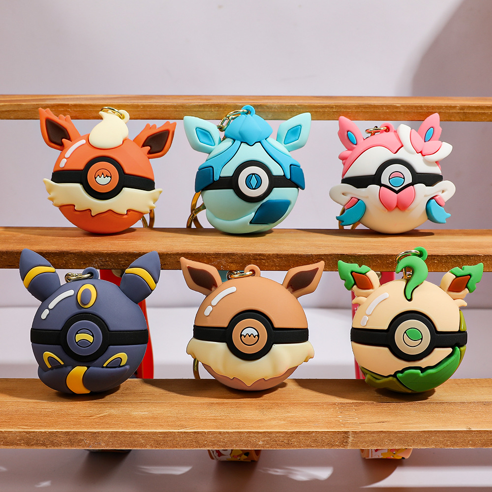 Pokeball Cosplay Prop - 6pcs Pikachu Cartoon Keychain Glaceon Elf