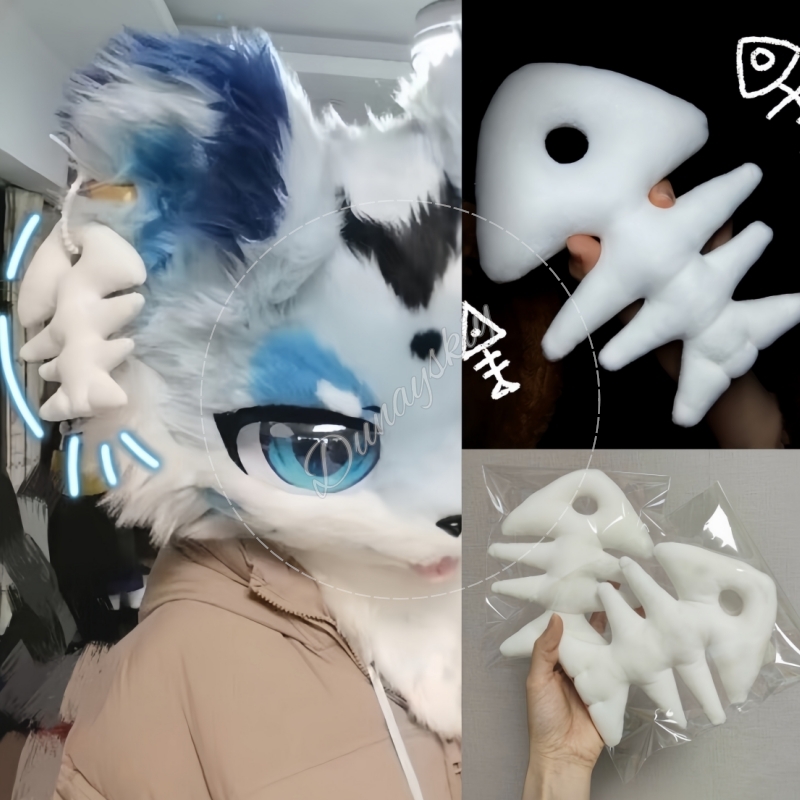 Plush Fishbone Keychain For Fu - Fishbones Cosplay Prop 评论和价格