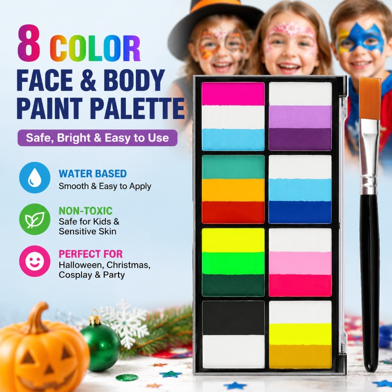 8 Color Rainbow Face & Body Pa - Cosplay Prop Paint 评论和价格